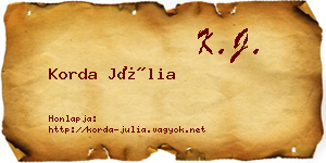Korda Júlia névjegykártya